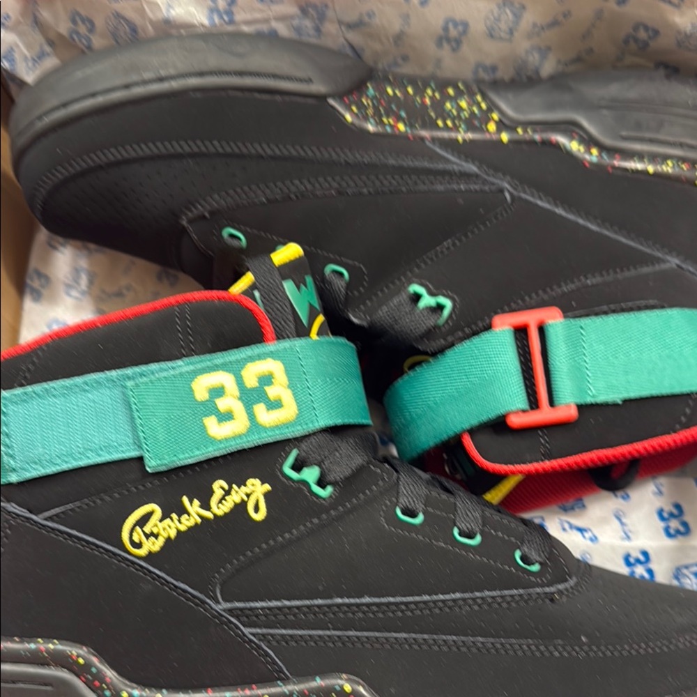 Black with Teal strap High-Top Sneakers with Vibrant Accents
